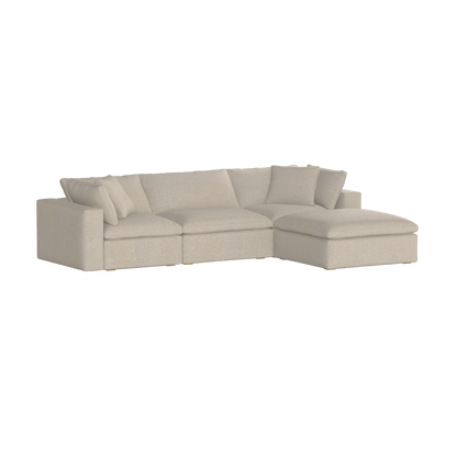 Canapé d'angle modulaire trois places Ari avec personnalisation complète du tissu