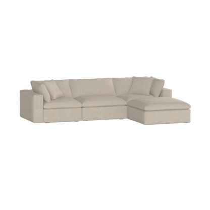 Canapé d'angle modulaire trois places Ari avec personnalisation complète du tissu