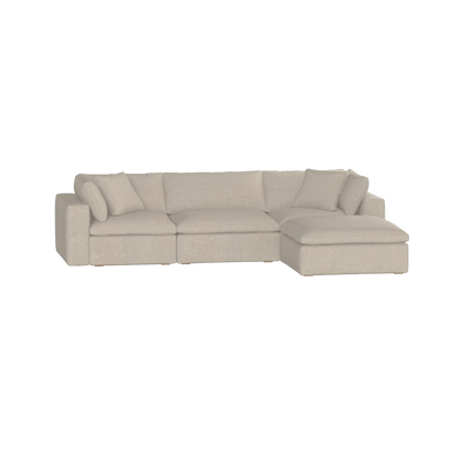 Canapé d'angle modulaire trois places Ari avec personnalisation complète du tissu