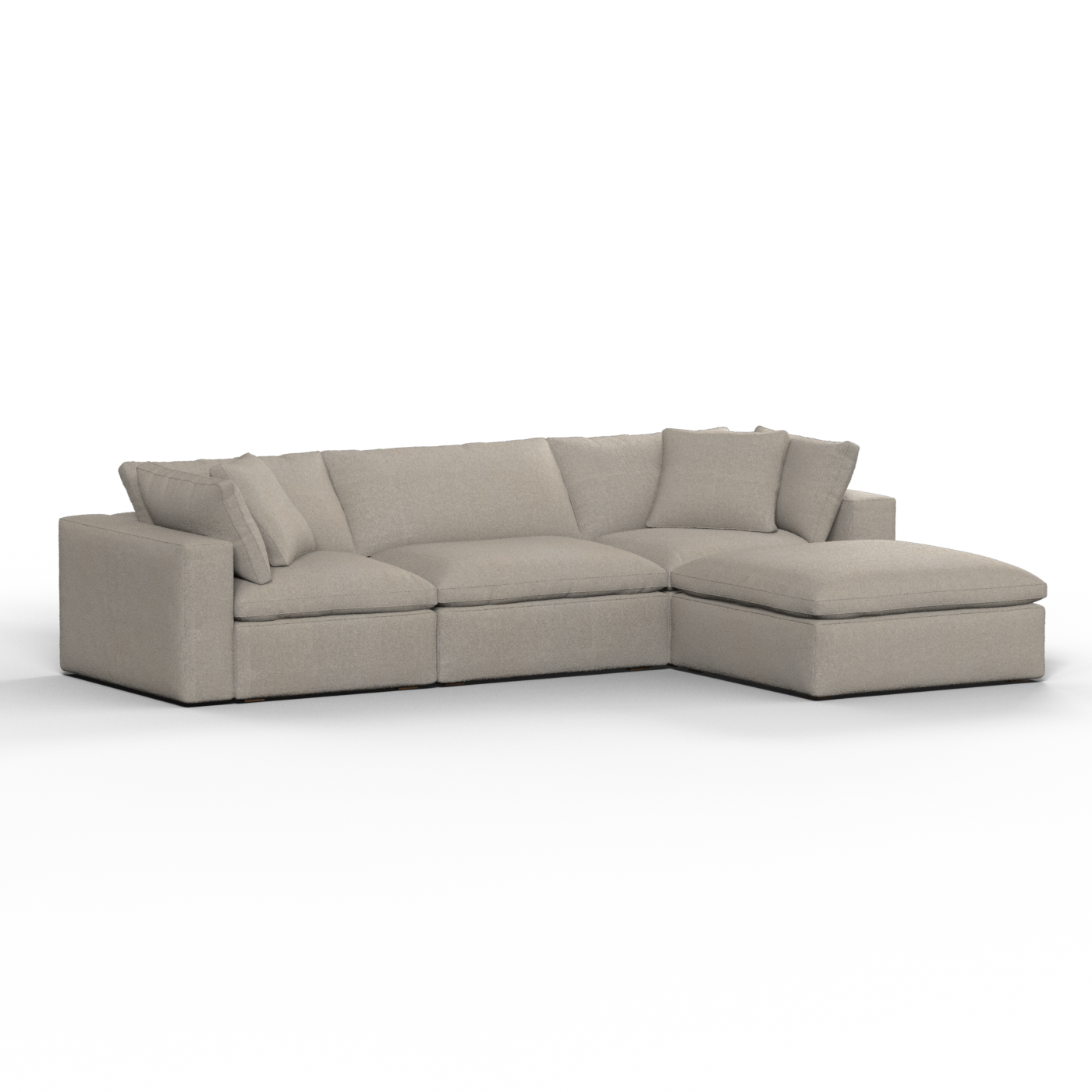 Canapé d'angle modulaire trois places Ari avec personnalisation complète du tissu