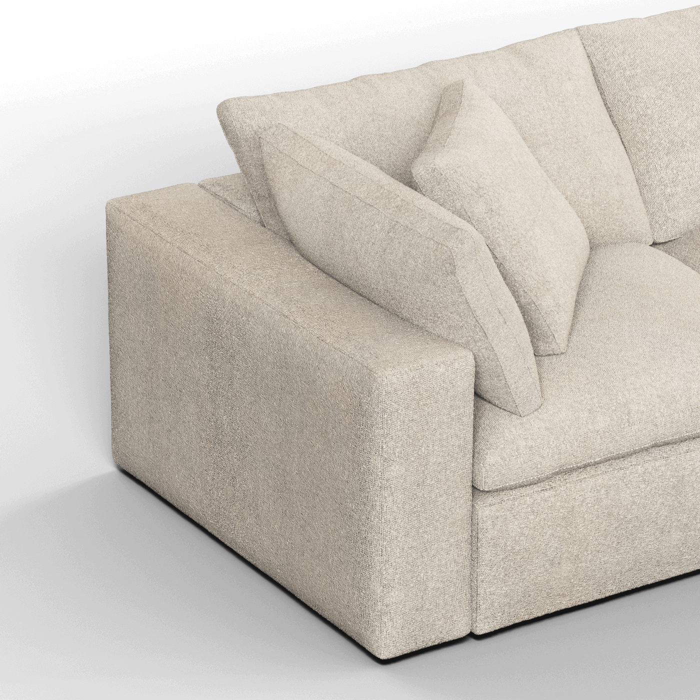 Canapé d'angle modulaire trois places Ari avec personnalisation complète du tissu