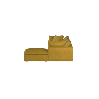 Canapé d'angle modulaire trois places Ari avec personnalisation complète du tissu