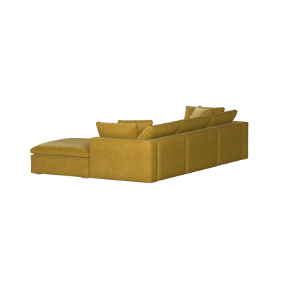 Canapé d'angle modulaire trois places Ari avec personnalisation complète du tissu