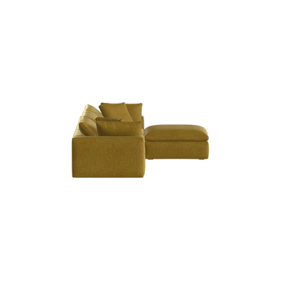 Canapé d'angle modulaire trois places Ari avec personnalisation complète du tissu