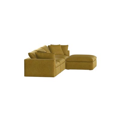 Canapé d'angle modulaire trois places Ari avec personnalisation complète du tissu