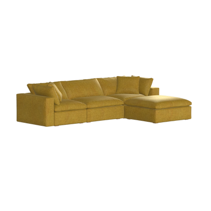 Canapé d'angle modulaire trois places Ari avec personnalisation complète du tissu