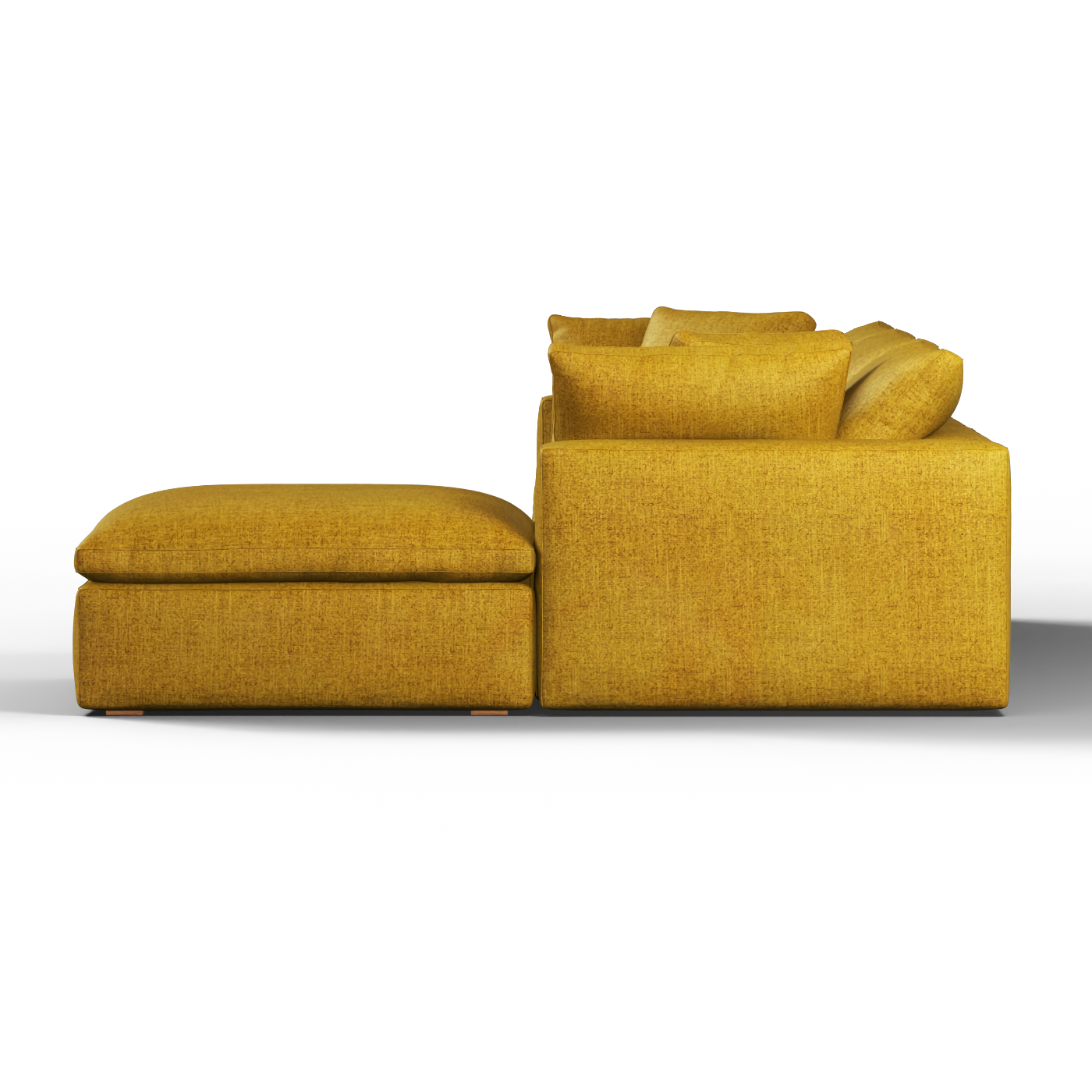 Canapé d'angle modulaire trois places Ari avec personnalisation complète du tissu
