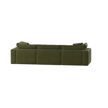 Canapé d'angle modulaire trois places Ari avec personnalisation complète du tissu