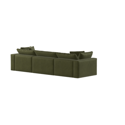 Canapé d'angle modulaire trois places Ari avec personnalisation complète du tissu