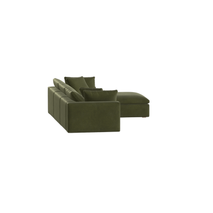 Canapé d'angle modulaire trois places Ari avec personnalisation complète du tissu