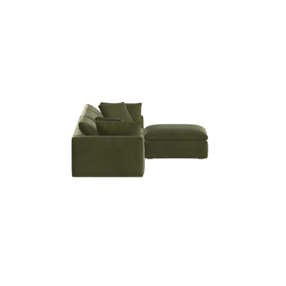 Canapé d'angle modulaire trois places Ari avec personnalisation complète du tissu