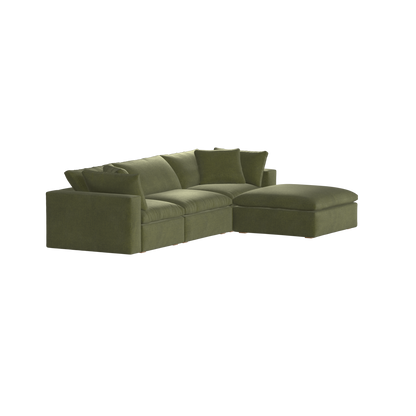 Canapé d'angle modulaire trois places Ari avec personnalisation complète du tissu