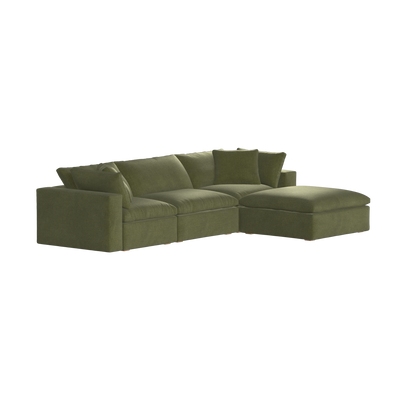 Canapé d'angle modulaire trois places Ari avec personnalisation complète du tissu