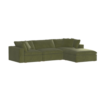 Canapé d'angle modulaire trois places Ari avec personnalisation complète du tissu