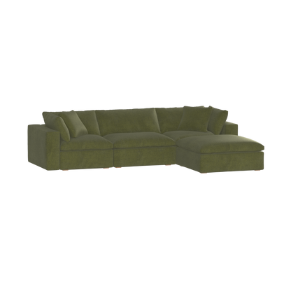 Canapé d'angle modulaire trois places Ari avec personnalisation complète du tissu