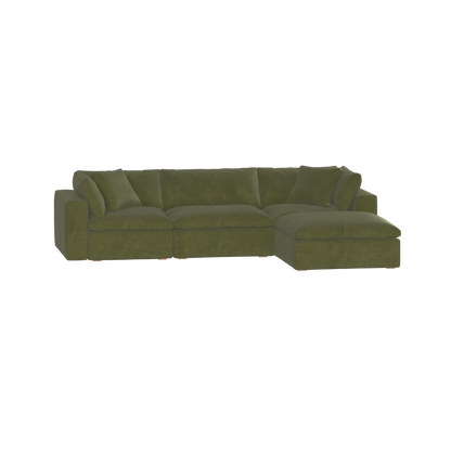 Canapé d'angle modulaire trois places Ari avec personnalisation complète du tissu