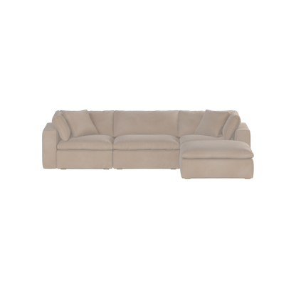 Canapé d'angle modulaire trois places Ari avec personnalisation complète du tissu