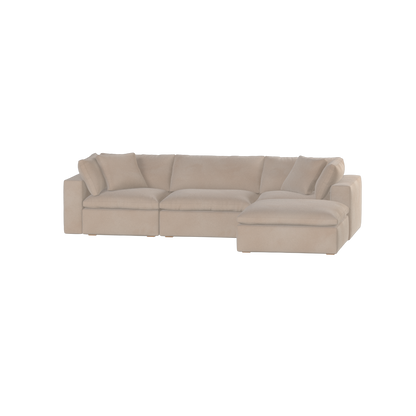 Canapé d'angle modulaire trois places Ari avec personnalisation complète du tissu