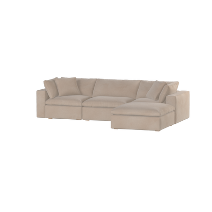 Canapé d'angle modulaire trois places Ari avec personnalisation complète du tissu