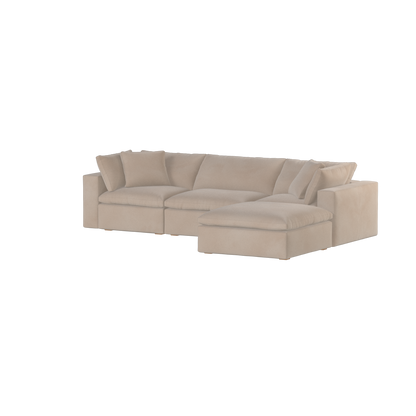 Canapé d'angle modulaire trois places Ari avec personnalisation complète du tissu