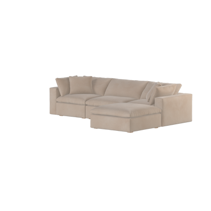 Canapé d'angle modulaire trois places Ari avec personnalisation complète du tissu