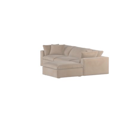 Canapé d'angle modulaire trois places Ari avec personnalisation complète du tissu