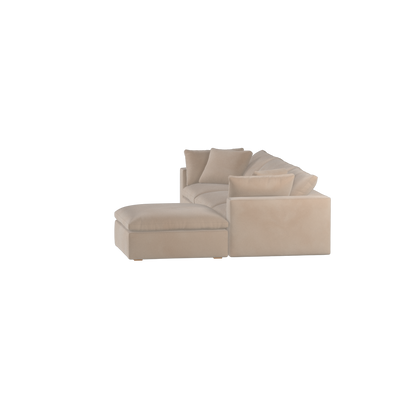 Canapé d'angle modulaire trois places Ari avec personnalisation complète du tissu