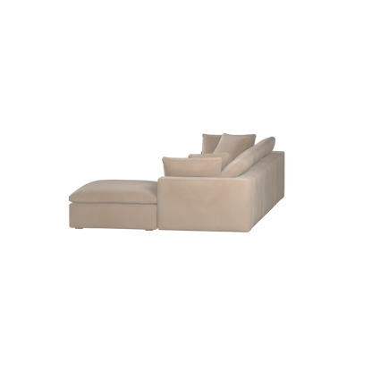 Canapé d'angle modulaire trois places Ari avec personnalisation complète du tissu