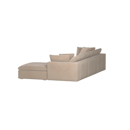 Canapé d'angle modulaire trois places Ari avec personnalisation complète du tissu