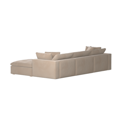 Canapé d'angle modulaire trois places Ari avec personnalisation complète du tissu