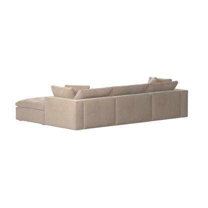 Canapé d'angle modulaire trois places Ari avec personnalisation complète du tissu