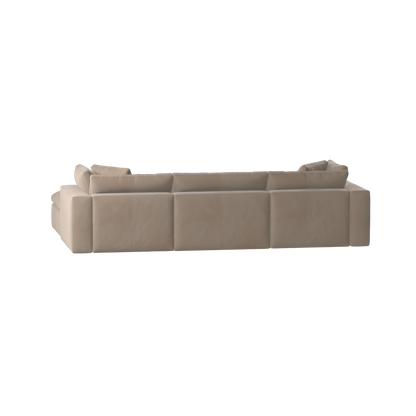 Canapé d'angle modulaire trois places Ari avec personnalisation complète du tissu