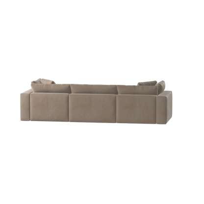 Canapé d'angle modulaire trois places Ari avec personnalisation complète du tissu