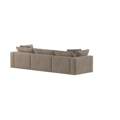 Canapé d'angle modulaire trois places Ari avec personnalisation complète du tissu