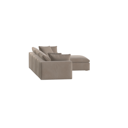 Canapé d'angle modulaire trois places Ari avec personnalisation complète du tissu