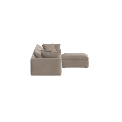 Canapé d'angle modulaire trois places Ari avec personnalisation complète du tissu