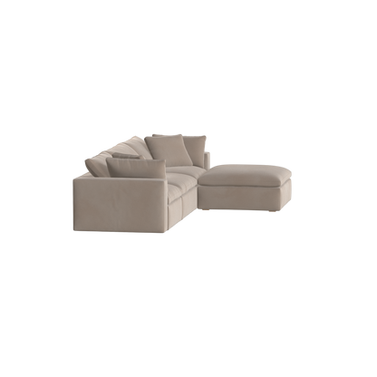 Canapé d'angle modulaire trois places Ari avec personnalisation complète du tissu