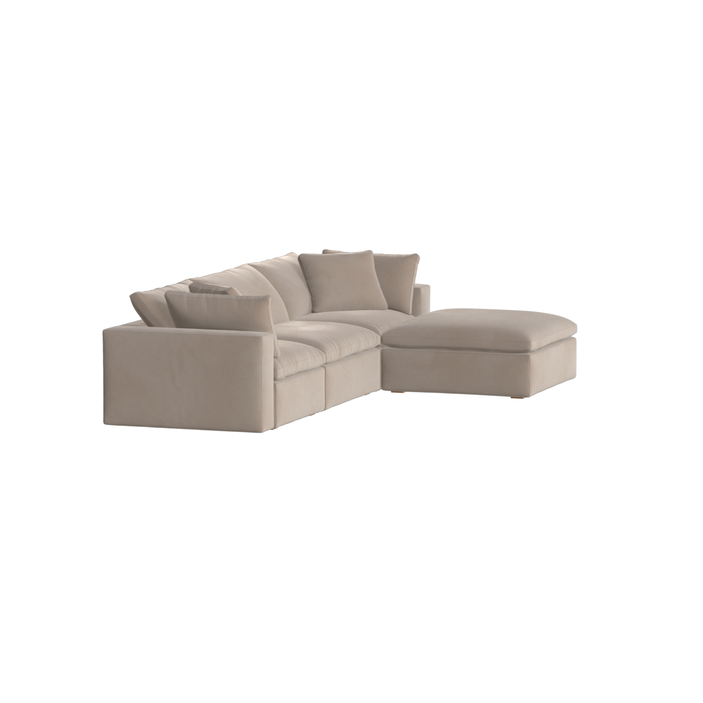 Canapé d'angle modulaire trois places Ari avec personnalisation complète du tissu
