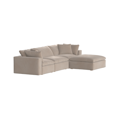 Canapé d'angle modulaire trois places Ari avec personnalisation complète du tissu