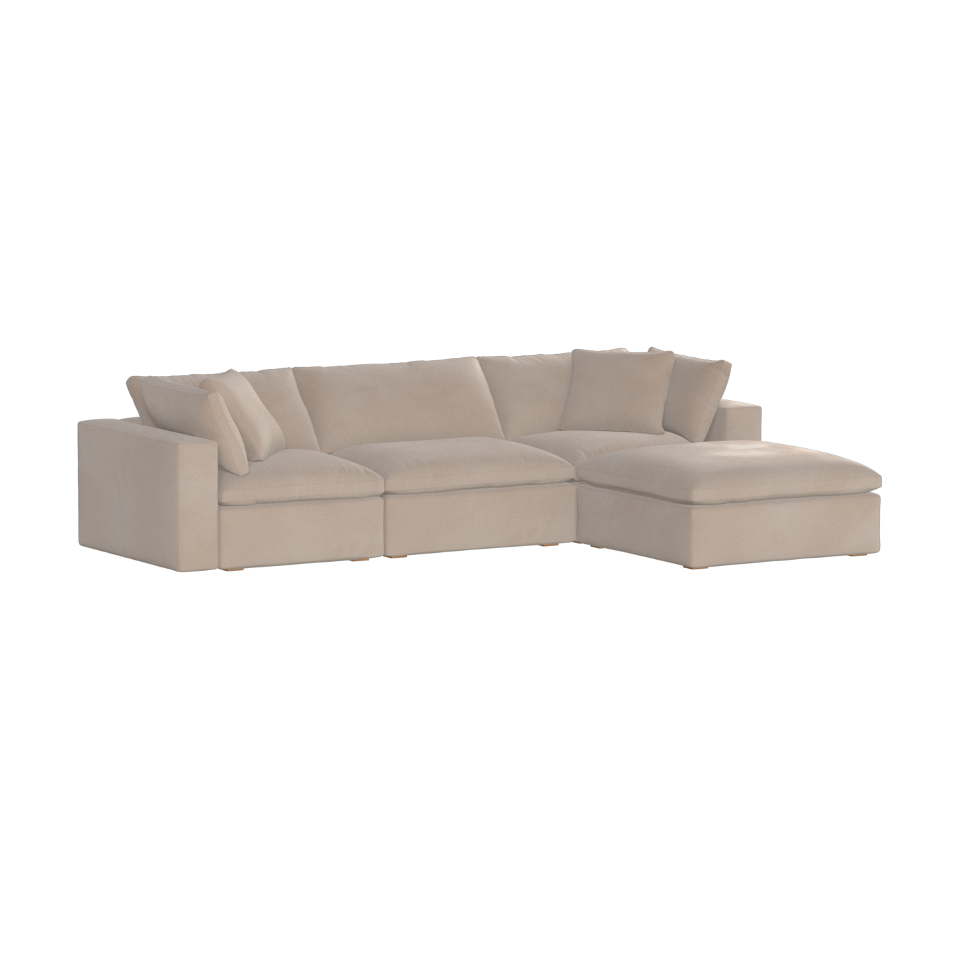 Canapé d'angle modulaire trois places Ari avec personnalisation complète du tissu