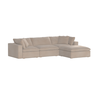 Canapé d'angle modulaire trois places Ari avec personnalisation complète du tissu