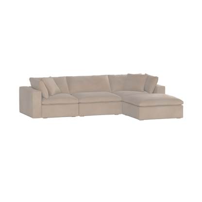 Canapé d'angle modulaire trois places Ari avec personnalisation complète du tissu
