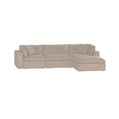 Canapé d'angle modulaire trois places Ari avec personnalisation complète du tissu