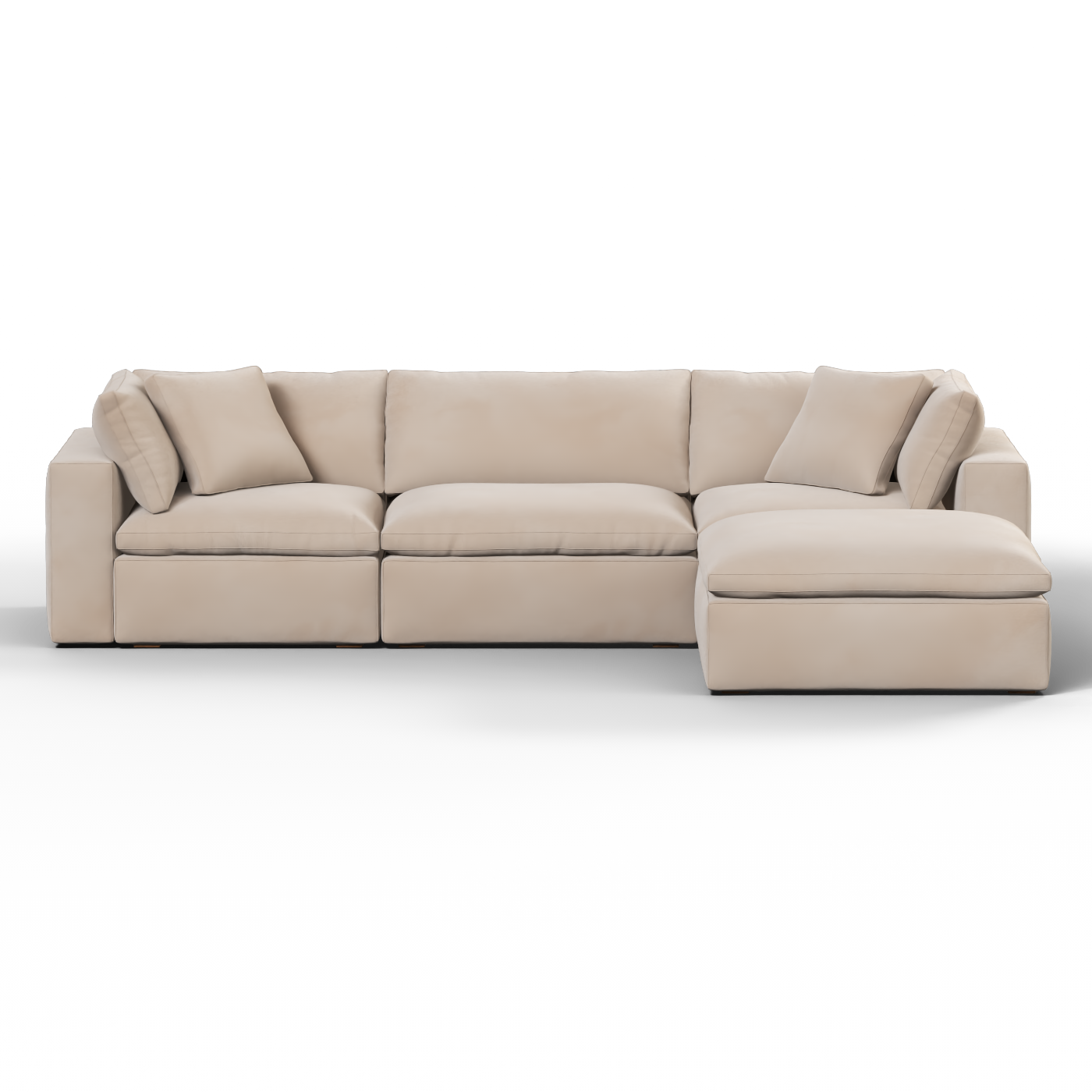 Canapé d'angle modulaire trois places Ari avec personnalisation complète du tissu