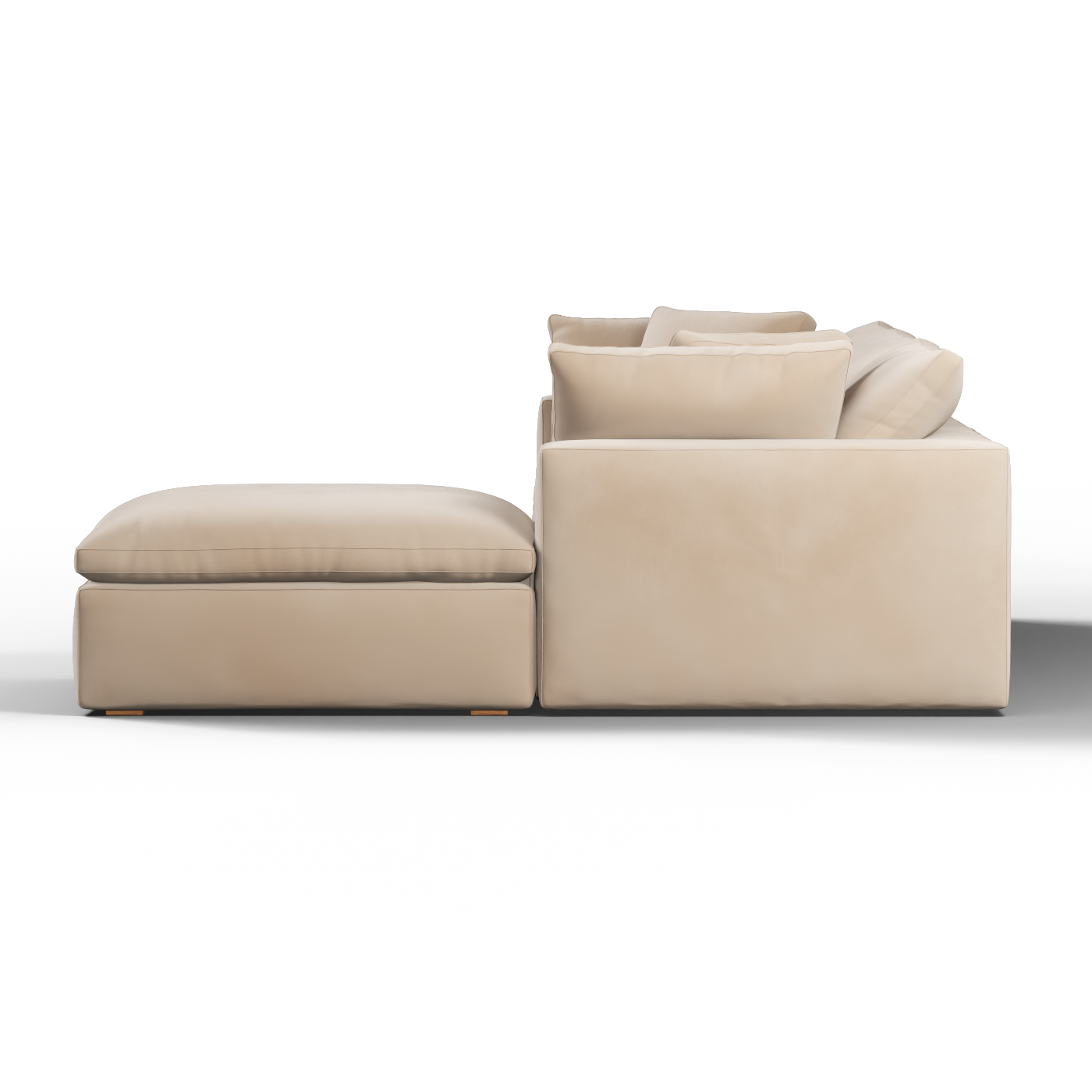 Canapé d'angle modulaire trois places Ari avec personnalisation complète du tissu