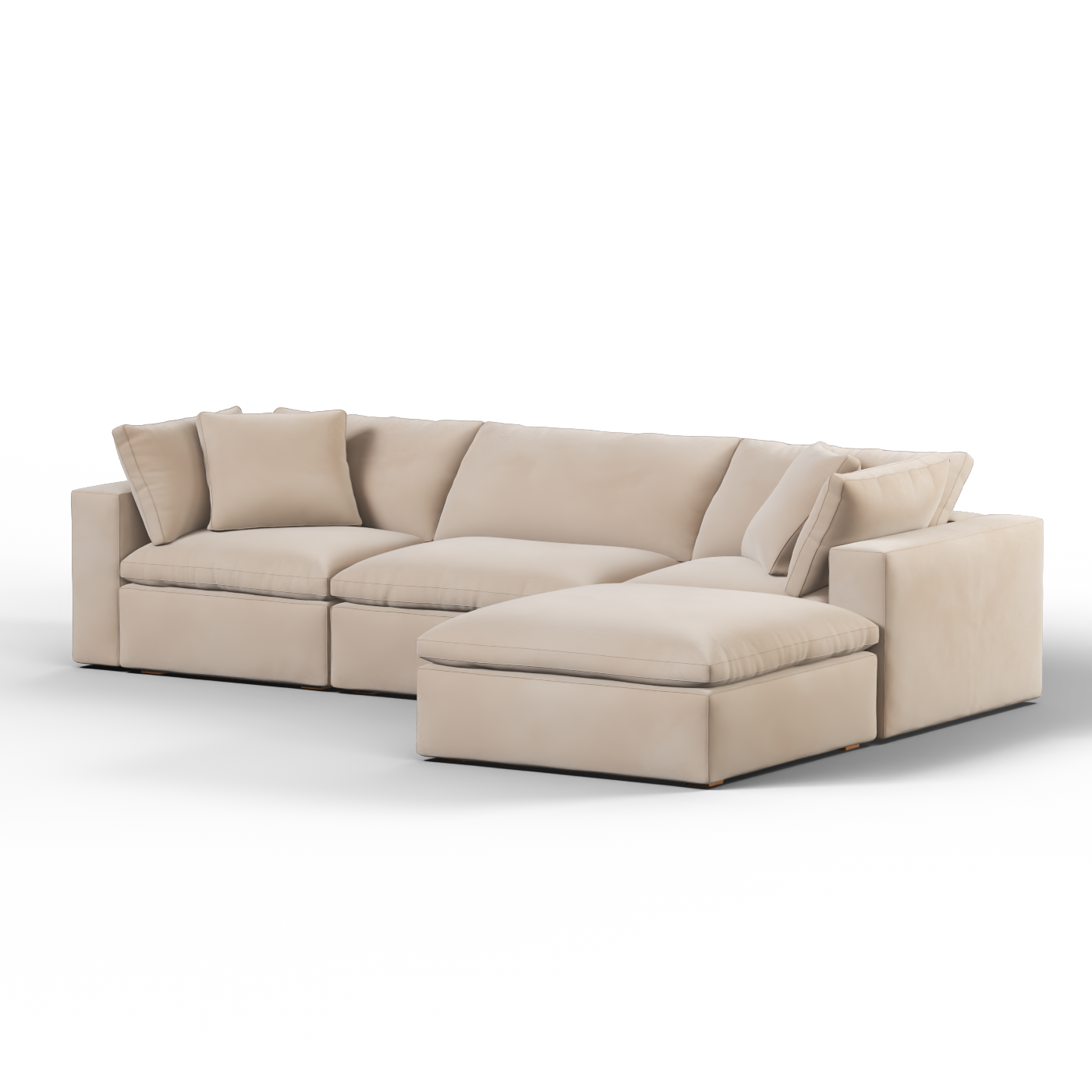 Canapé d'angle modulaire trois places Ari avec personnalisation complète du tissu