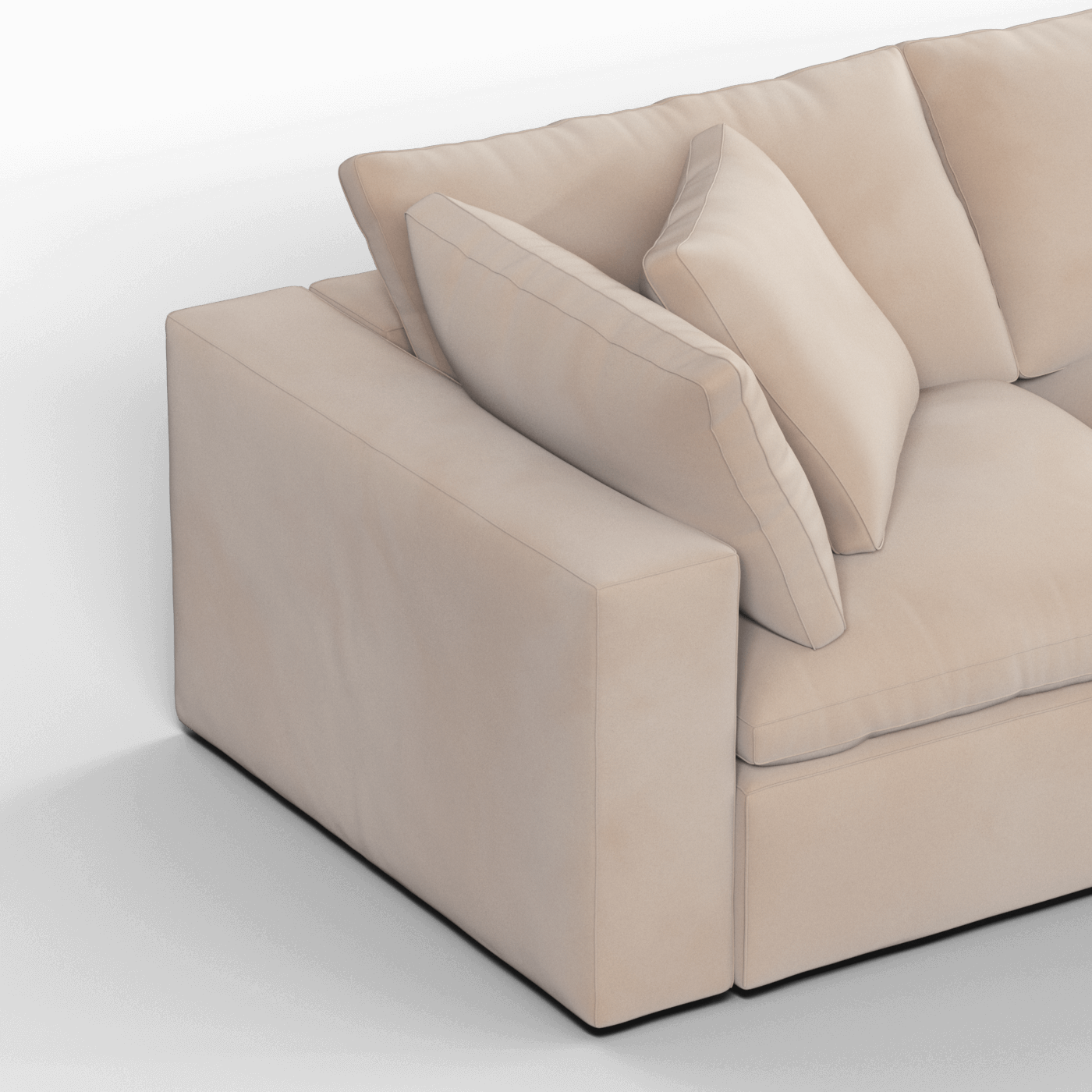 Canapé d'angle modulaire trois places Ari avec personnalisation complète du tissu