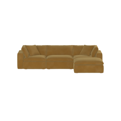 Canapé d'angle modulaire trois places Ari avec personnalisation complète du tissu