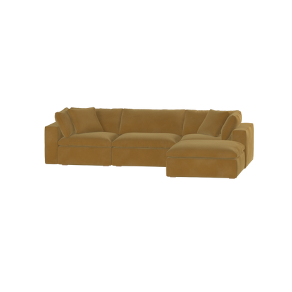 Canapé d'angle modulaire trois places Ari avec personnalisation complète du tissu