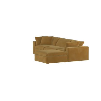 Canapé d'angle modulaire trois places Ari avec personnalisation complète du tissu